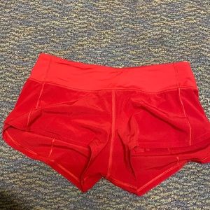 Red LuluLemon Speed Up Shorts